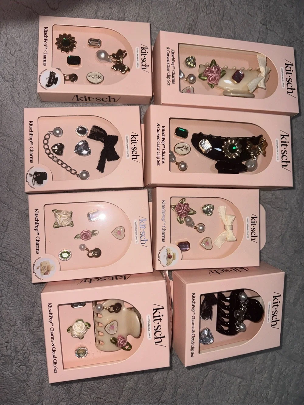 Lot of Kitsch Pink Assorted Hair Clips & Charms Gift Sets